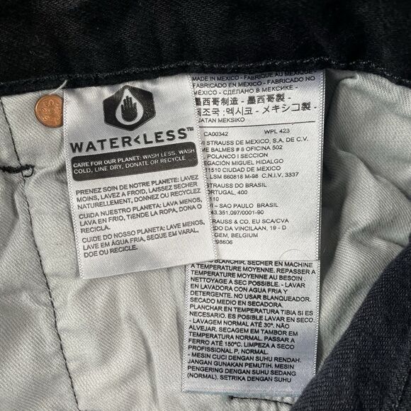 Levis 501 Original Jeans Mens Stretch Straight Leg Button Fly Black Size 48x31 - Picture 8 of 13